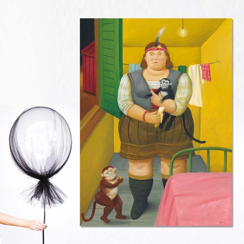 Πίνακας σε καμβά Botero - Circus girl in her trailer